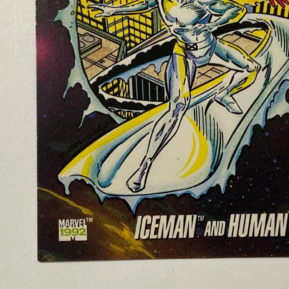 Vintage Marvel Universe 1992 Iceman Human Torch Team-Up X-Men Impel Card #82 GUC